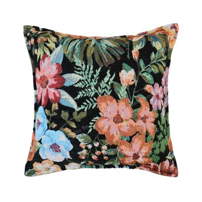 China Floral Tile Cover Cushion/Nondisposable Black Watercolor Pillow/Cushion Cover for sale