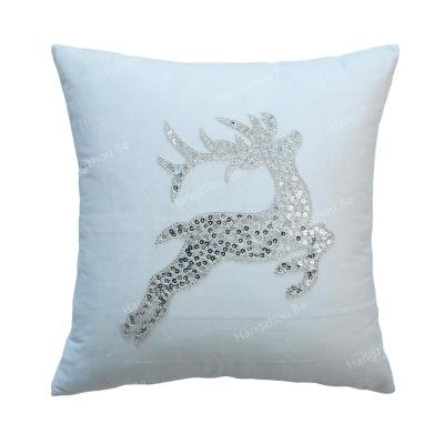 China Elegant Beaded Christmas Reindeer Pillow Cushion Nondisposable/Pillow Cover/Cushion Cover for sale