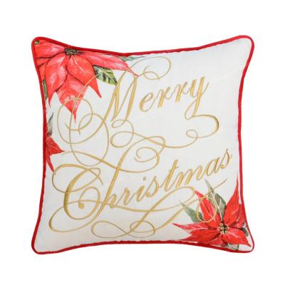 China Metallic Embroidered Tile Cover Cushion/Anti-pilling Gold Merry Christmas Pillow/Cushion Cover for sale