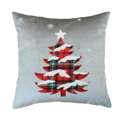 China Christmas Tree Plaid Nondisposable Applique Embroidered Pillow Cushion/Pillow Cover/Cushion Cover for sale