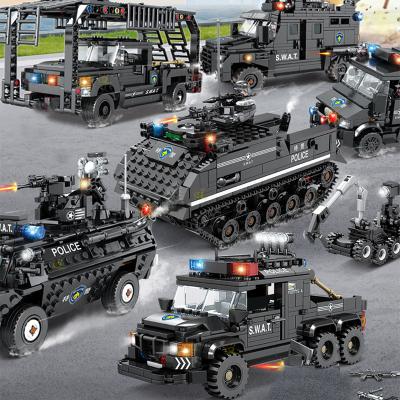 China Building Toy UKBOO STEM Toy Gift For Boys Hit Police Truck Tactical Transport Vehicle Armored Building Blocks for sale