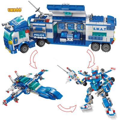 China Building Toy Free Shipping 700PCS Urban SPECIAL Police 8 in 3 Police Team Robot City Robo Robot Bricks Aircraft Car Blow Police for sale