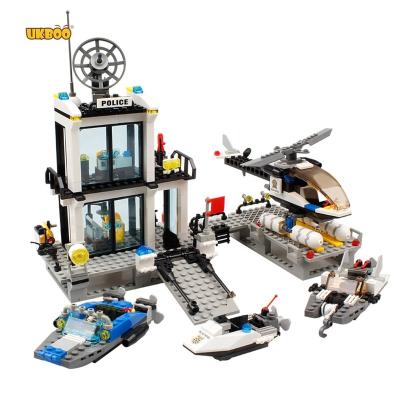 China Toy Free Shipping 536PCS Water Police Station Police Heilicopter Motorcycle Educational Building Bricks Blocks Toy City Police Creative Toys for sale