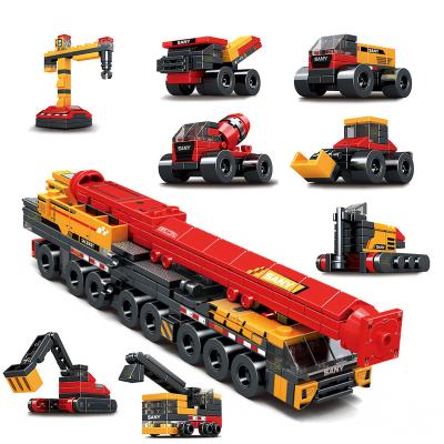 China Building Toy UKBOO 8in1 Factory Engineering Crane Truck Excavator Car City Educational Toys Building Blocks Bulldozer for sale