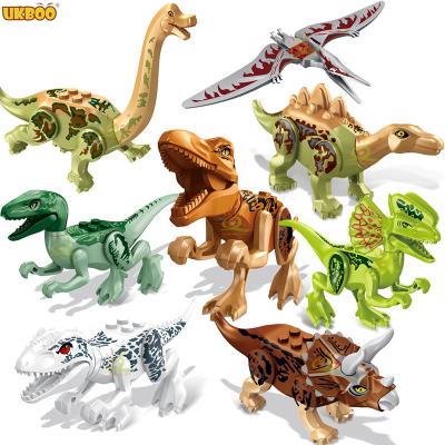 China UKBOO Free Building Toy Shipping 205 PCS Dinosaur Park Kids Toys Blue T-Rex Figures Building Block Jurassic City World DIY Bricks Set for sale