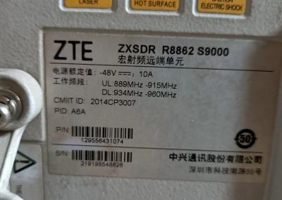 China ZTE ZXSDR R8862 S9000 -48V 10A UL:889MHZ-915MHZ DL:934MHZ-960MHZ A6A PN:129556431074 en venta
