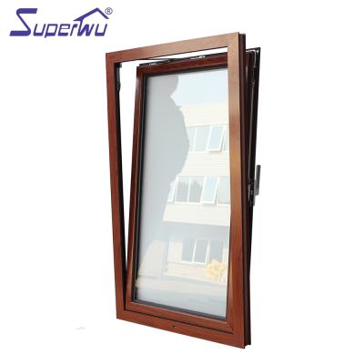 China Swing Aluminum Wood Grain Color Tilt Window Tilt and Fixed Tower Window Gather Australia Standard for sale