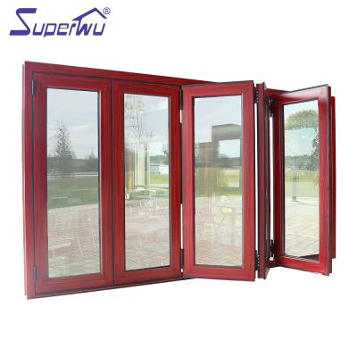 China Aluminum Folding Window And Folding Screen Aluminum Bi-Folding Double Glazed Windows Window Thermal Break Doors for sale