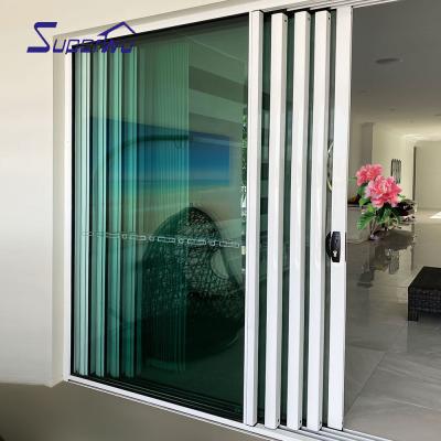 China 2021 Large Frame Thermal Insulation Aluminum Stacker Sliding Door Double Sill Toughened Glazed Security Door For Patio for sale