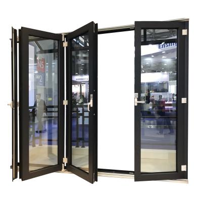 China Waterproof Exterior Waterproof Aluminum Folding Doors With Shade Tempered Glass Aluminum Bi Fold Door for sale