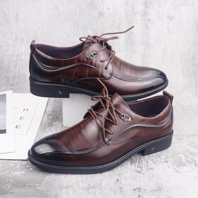 China Hot Sale New English First Layer Leather Men's Lace-up Business Style Sweat-absorbent Shoes Mens Leather Formal Work Shoes for sale