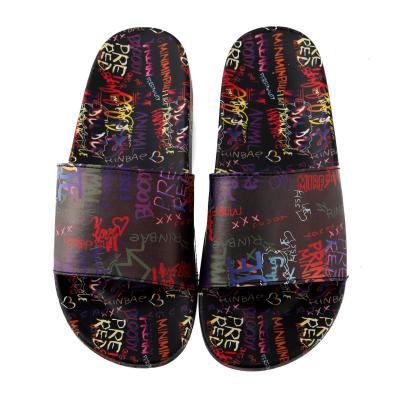 China Quick-drying 2021 shoes Europe new summer charm women's flat-bottomed slippers USA graffiti creative word salts use slippers for sale