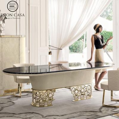 China Other ESION MAISON Italian luxury dining table set marble dining table and 6 seater chair for dining room for sale