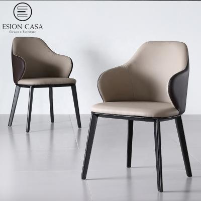 China ESION MAISON Modern Dining Chair Solid Wood Frame Comfortable Dining Set 6 Chairs Leather Dining Chairs for sale