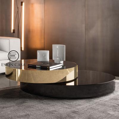 China MAISON D'ESION Luxury Table Modern Stainless Steel Gold Tempered Glass Black Hotel Living Room Coffee Table for sale