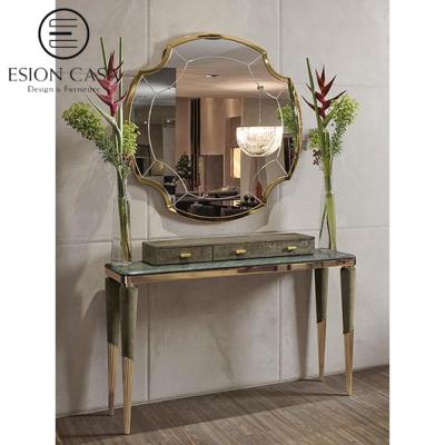 China ESION MAISON D'MAISON Italian Gold Modern Marble Top Luxury Console Table Other Drawer Mirrored Hallway Console for sale