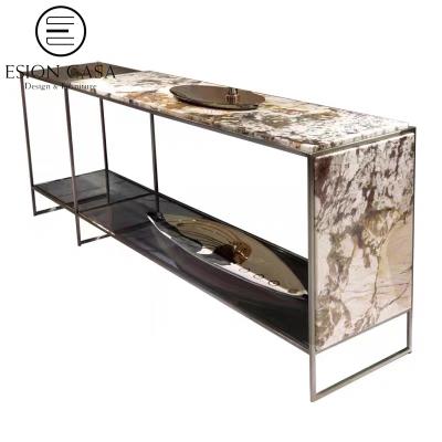 China nature luxury marble console table stainless steel MAISON ESION top console tables for living room for sale