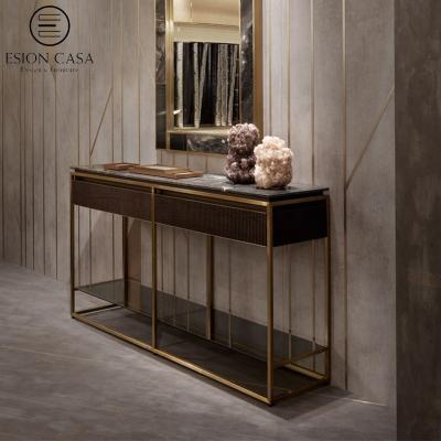 China Storage ESION MAISON Italian Marble Console Table with Drawers Designer Corner Console Table with Marble Top for sale