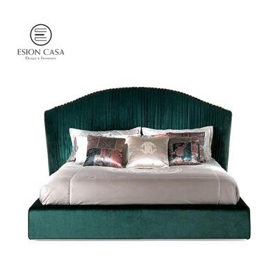 China Italian ESION LARGE HEADBOARD MAISON Queen Size Bed High Back Frame With Storage Fabric Bed Piece Sets for sale