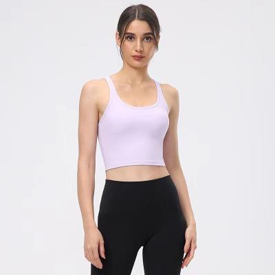 China Anti Shrink Breathable Solid Tops Women Invest Bra Padded Womens Sports Bra Yoga Vest Tank Top for sale