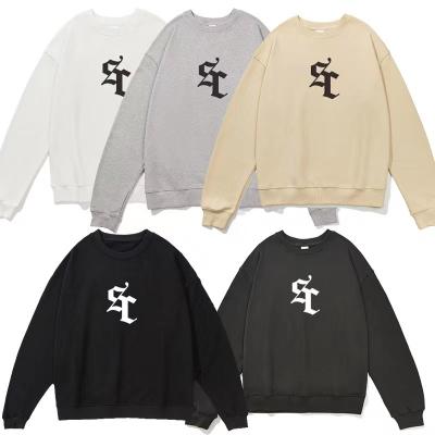 China Custom Logo Letter Print Sweatshirt Anti Shrink Pullover Round Neck Sweatshirts for sale