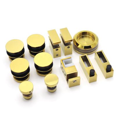 China CRL Waterproof HOT Sale Brushed Gold Brass Bathroom Sliding Shower Room Glass Door Hardware Device Kits Fitting Accessories for sale