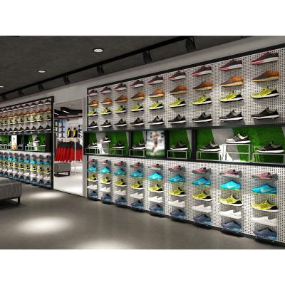 China Fashion Professional Customized Shoes Sportswear Store Display Rack Interior Design Ideas Modern Sneaker Retail Store Wall Display Rack for sale