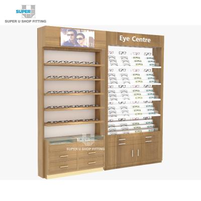 China Powder Coated Steel Sunglass Wooden Modern Collection Eyewear Display Furniture Custom Design Sunglasses Showcase Cabinet for sale