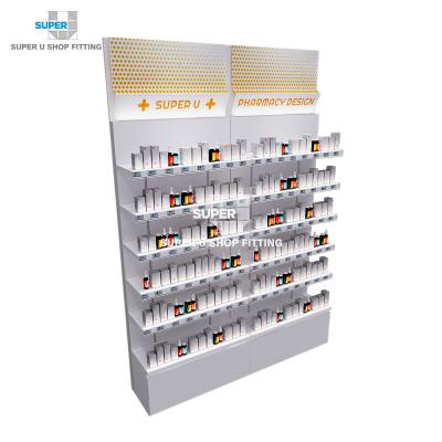 China Fashion and Modern Custom Design Pharmacy Furniture Medicine Shelf Medicine Shelf 3D LED Storage Pharmacy Store Bottom Shelving Fixtures for sale