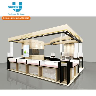 China Luxury Custom Fashion Store Kiosk Design Glass Mall Decoration Jewelry Showcase For Jewelry Store for sale