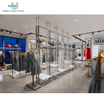 China Clothing display design store interior design fashion clothing display neat fixture for sale