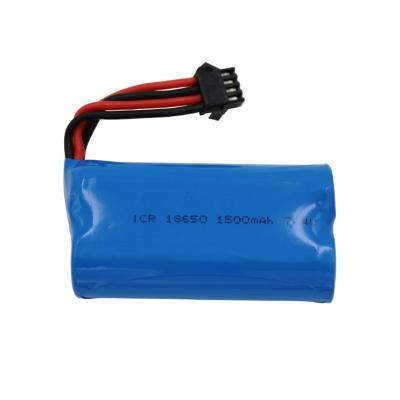 China Rechargeable Toys Custom 18650 Lithium Ion Battery Pack 18650-2S 7.4V 1500mAh Lithium Battery Pack for sale