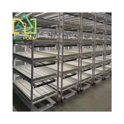 China Farms Seedling Bench System Flood Growing Racks 4ftx8ft Grow Trays With Stand for sale