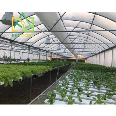 China Fruit Vegetable Flowers See Poem Multi-span Shade Cloth Greenhouse Prefab Poly-tunnels Greenhouse With Exhaust Fans for sale