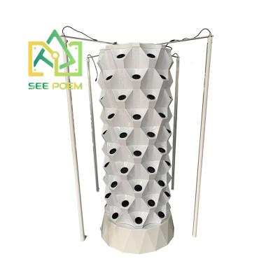 China Indoor Vertical Farming See Poem Vertical Hydroponic Growing Towers With Grow Lights For Sale for sale