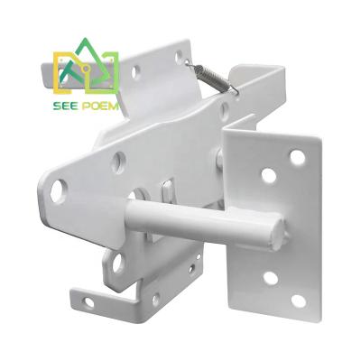 China Easily Assembled See Poem Post Mount Self Locking Gravity Door Latch With Fasteners / Black Coating Steel for sale