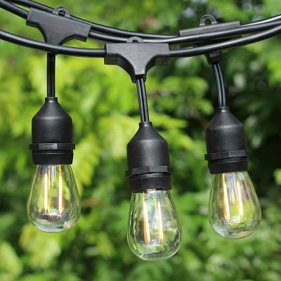 China Led String Lights 48 Feet Outdoor Flexible Waterproof Led Hanging Patio String Light Sockets Decorative Lights for sale