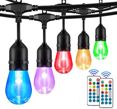 China Patio String Light/Led String Lights China Checked Patio Led String Lights 24ft 48ft RGB Color Changing Remote Control Supplier With 12PCS Bulbs for sale