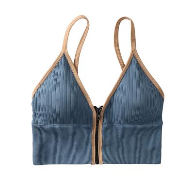 China Breathable natural latex filling ladies skin-friendly yoga custom size and color and style plus size zipper bra for sale