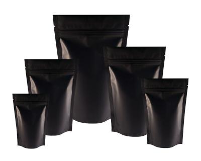 China BIODEGRADABLE Stand Up Pouches 10000pcs 8oz Custom Black Stand Up Pouch Plastic Zipper Stand Up Pouch For Food for sale