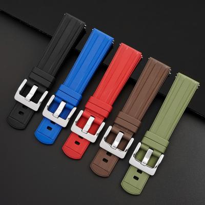 China Rubber Fluorine Rubber Watch Band For Water Ghost Chain 22mm Green Quick Release Silicone Watch Band/Huawei/Seiko Watch for sale