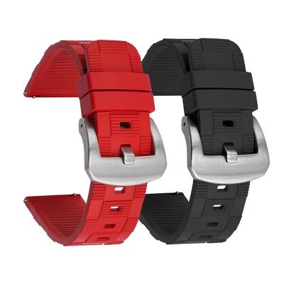 China Waterproof Sports Wristband 20mm 22mm 24mm Fluororubber Watch Band Silicone Rubber Watchband With Quick Release Bar for sale