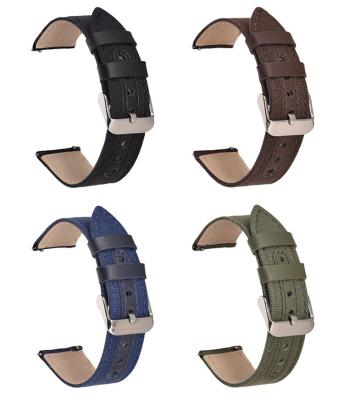 China HOT Sale Fabric Canvas Leather Watch Strap 18mm20mm22mm24mm Watch Band for sale