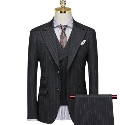 China Custom Plus Size 3 Piece Set , Casual Straight Mens Suit Stripe Style for sale