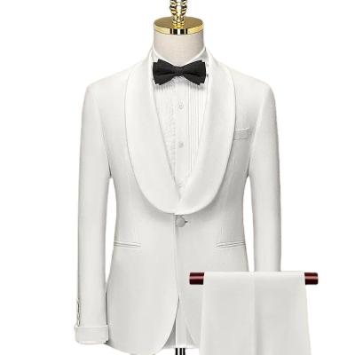 China Plus Size Luxury 3 Pieces Set Slim Blazer Groom Wedding Dress Suit Man White Business Office Suit for sale