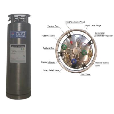 China China factory price 166 liters welded insulated cylinders DPL-175HP for SMOKED SALMON liquid oxygen for sale