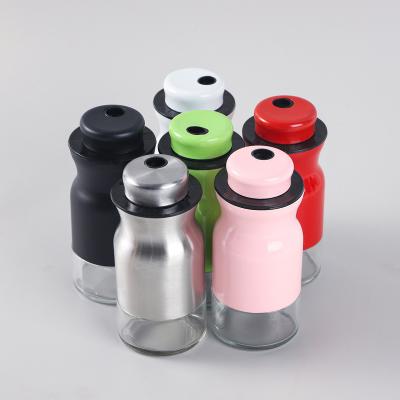 China Home Kitchen Cooking Glass Salt Pepper Jars Spice Seasoning Jars Iron Glass Sheet Outsourcing Storage Jars With Lid For Herbs for sale