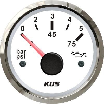 China White Stainless Steel Face Plate Oil Pressure Gauge 52mm With Reasonable 0-5 Bar For Universal Truck Boat Yacht for sale