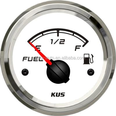 China White Stainless Steel 52mm Fuel Level Meter Fuel Level Gauge 0-190ohm White Front Plate For Truck Boat for sale