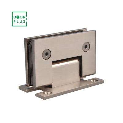 China Doorplus Traditional Fixed To Wall Full Nickel Brass Brushed Hinges Pour Hardware Glass Hinges Glass Offset Hinge for sale